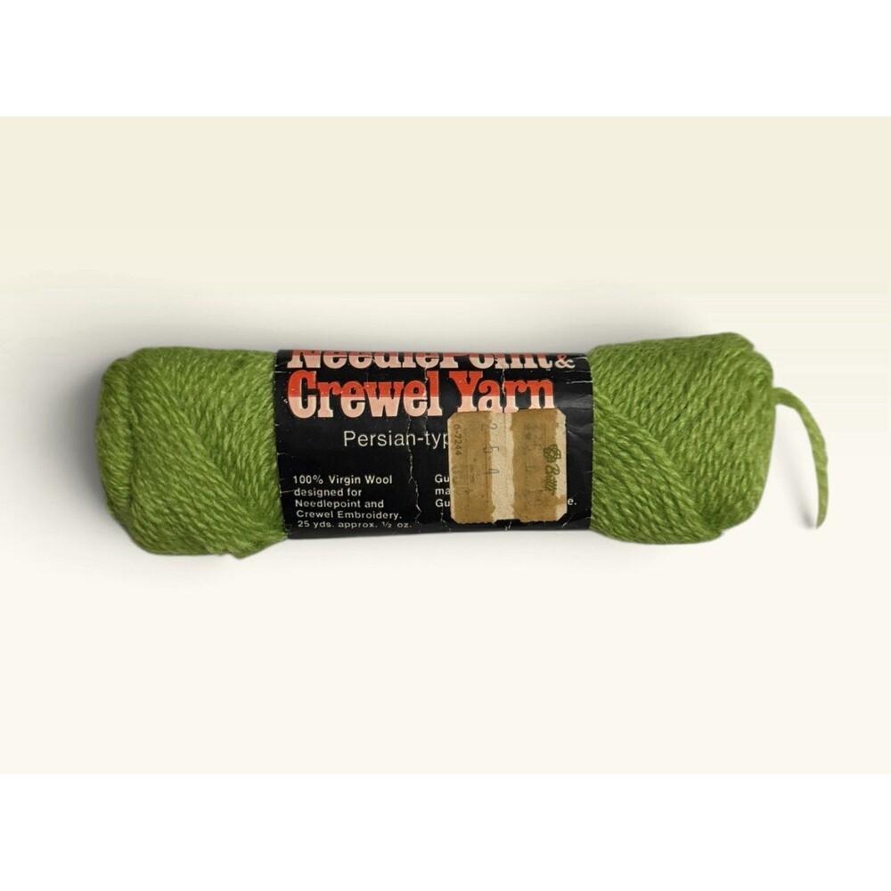 Vintage Columbia Minerva Crewel Yarn 574 Seaweed Green 100% Wool 25 Yds